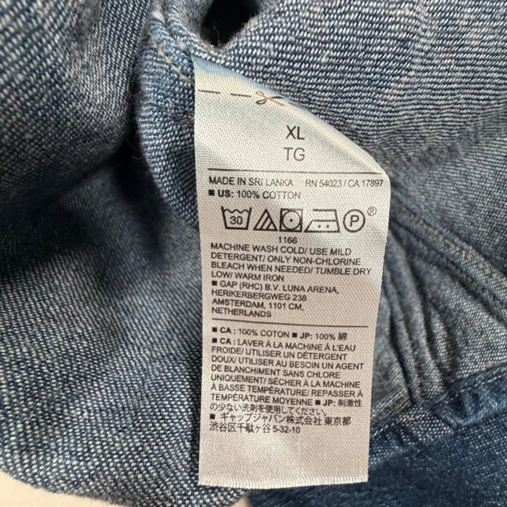 Banana Republic Mens XL Blue Denim Short Sleeve Button Down Utility Shirt 0434